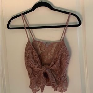 Mauve Lace Crop Top